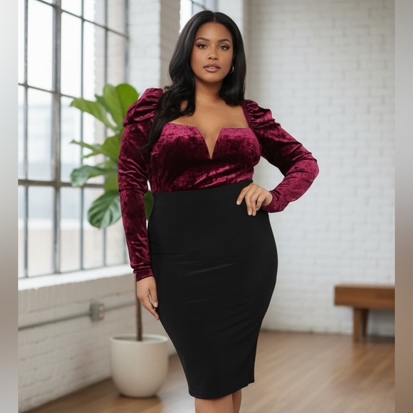 NEW•1X•WILLOW VELVET MERLOT ELEGANT SWEETHEART NECKLINE TOP - Picture 1 of 14